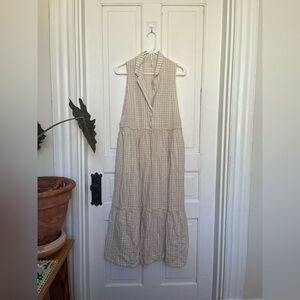 Free People Saffron Flower Sleeveless Tiered Gingham Maxi Dress